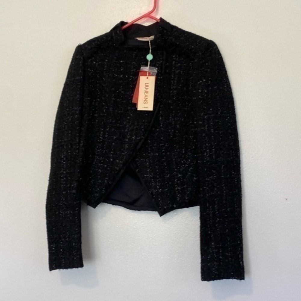 LIU Jo Jeans by Lil Jo black stunning front snap blazer jacket wrap m